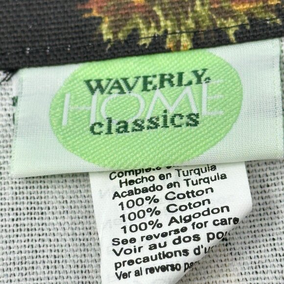 Waverly Tier Curtain Aloha Pineapple Palm Tree Cotton Black Tropical Rod Pocket - Picture 3 of 6